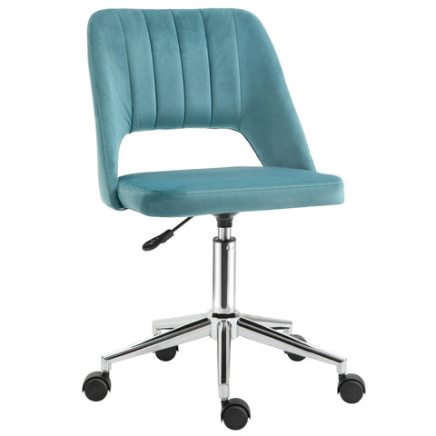 Rootz Ergonomic Office Chair - Swivel - Rotating - Velvet Comfort - 49 x 60 x 79-91cm - Height Adjustable - Blue
