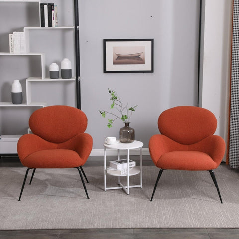 Rootz Teddy Velvet Dressing Chair - Comfy Seating - Modern Armchair - High-Density Foam - 74.1cm x 77.9cm x 81cm - Easy Assembly Orange