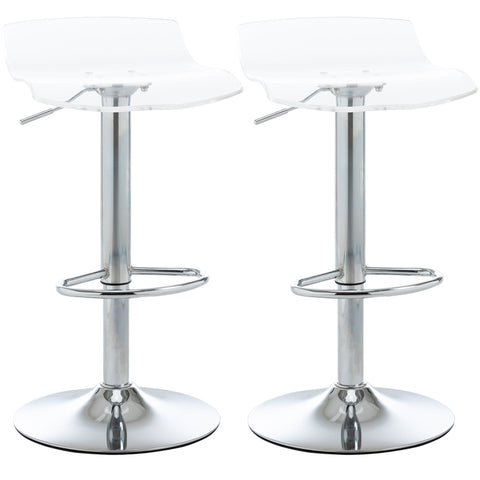 Rootz Set of 2 Bar Stools - Counter Stools - Acrylic Seats - Height Adjustable - 39x39x67-87cm - 360° Rotatable - Chrome Frame