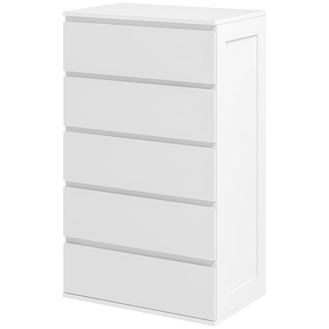Rootz 5 Drawer Chest - Storage Furniture - Handleless Design - Easy Opening - 60 x 38 x 100 cm White