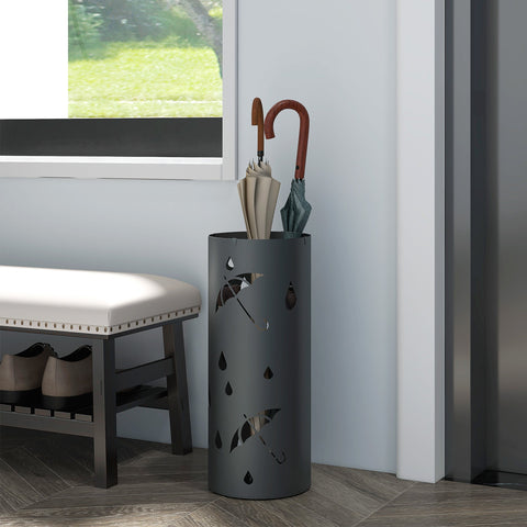 Rootz Umbrella Stand - Parasol Holder - Steel Column Stand - Removable Compartment - Ø17 x 41h cm - Rust-Free - Stylish and Durable Design