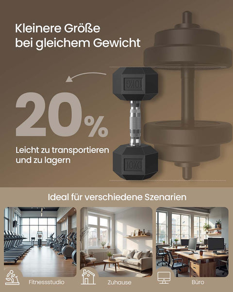 Rootz 20KG Dumbbell Set - Exercise Weights - Adjustable Free Weights - Boost Fitness - 31cm x 13.5cm x 11cm