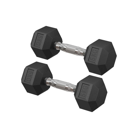 Rootz 2 Piece Set Dumbbells - Hand Weights - Fitness Weights - Black - 10kg Total - 28cm x 10.5cm x 9.5cm