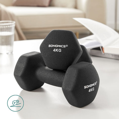 Rootz 2 Piece Set Dumbbells 4kg - Free Weights - Home Gym - Strength Training - 20.5cm x 9.5cm x 9cm