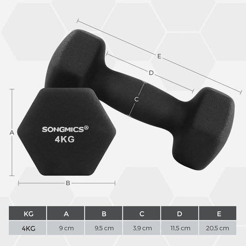Rootz 2 Piece Set Dumbbells 4kg - Free Weights - Home Gym - Strength Training - 20.5cm x 9.5cm x 9cm