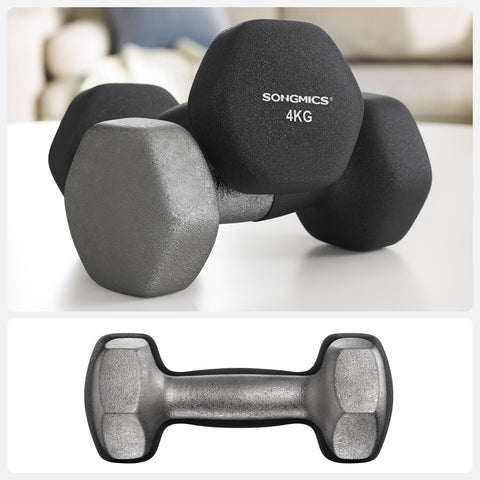 Rootz 2 Piece Set Dumbbells 4kg - Free Weights - Home Gym - Strength Training - 20.5cm x 9.5cm x 9cm
