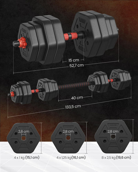 Rootz Barbell and Dumbbell Set - Weightlifting Set - Fitness Weights - Versatile Strength Training - 133.5cm x 21.8cm x 19.6cm