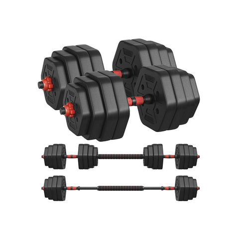 Rootz Barbell & Dumbbell Set - Weightlifting Set - Fitness Equipment - Total 40kg - Black - Steel & Concrete - 135cm x 21.8cm x 21.5cm