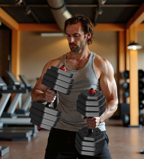 Rootz Barbell & Dumbbell Set - Weightlifting Set - Fitness Equipment - Total 40kg - Black - Steel & Concrete - 135cm x 21.8cm x 21.5cm