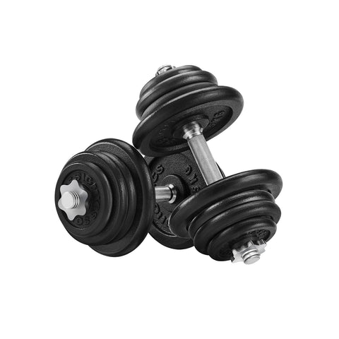 Rootz Dumbbell Set - Weight Training Set - Cast Iron Weights - Home Gym Equipment - Black - Powder coated - 43cm x 20cm x 20cm