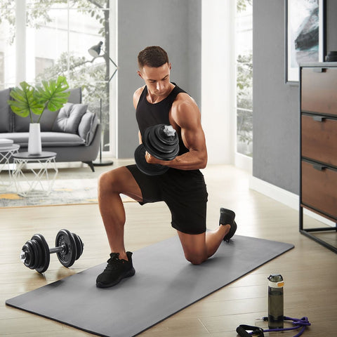 Rootz Dumbbell Set - Weight Training Set - Cast Iron Weights - Home Gym Equipment - Black - Powder coated - 43cm x 20cm x 20cm