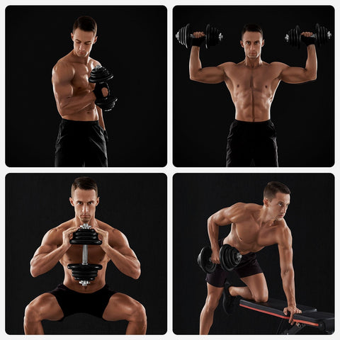 Rootz Dumbbell Set - Weight Training Set - Cast Iron Weights - Home Gym Equipment - Black - Powder coated - 43cm x 20cm x 20cm