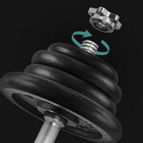 Rootz Dumbbell Set - Weight Training Set - Cast Iron Weights - Home Gym Equipment - Black - Powder coated - 43cm x 20cm x 20cm