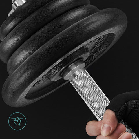 Rootz Dumbbell Set - Weight Training Set - Cast Iron Weights - Home Gym Equipment - Black - Powder coated - 43cm x 20cm x 20cm