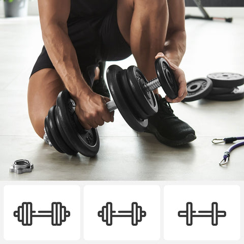 Rootz Dumbbell Set - Weight Training Set - Cast Iron Weights - Home Gym Equipment - Black - Powder coated - 43cm x 20cm x 20cm
