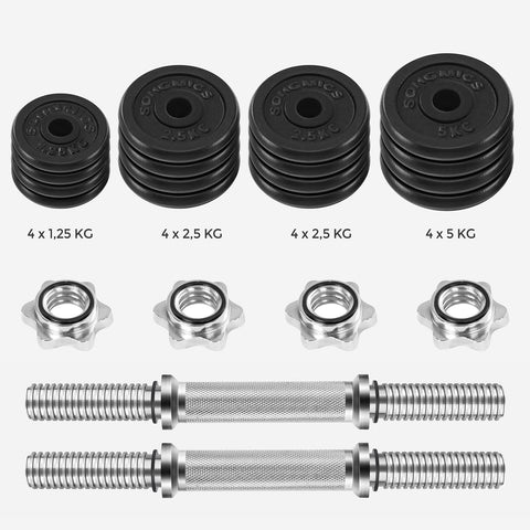 Rootz Dumbbell Set - Weight Training Set - Cast Iron Weights - Home Gym Equipment - Black - Powder coated - 43cm x 20cm x 20cm