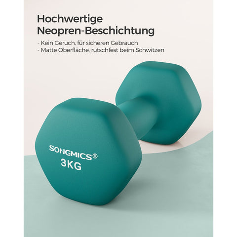 Rootz 2 Piece Set Dumbbells - Hand Weights - Cast Iron - Neoprene Coating - Strength Training - Compact Size - Ergonomic Handle - Dark Green - 20cm x 9cm x 11.5cm