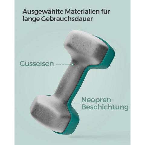 Rootz 2 Piece Set Dumbbells - Hand Weights - Cast Iron - Neoprene Coating - Strength Training - Compact Size - Ergonomic Handle - Dark Green - 20cm x 9cm x 11.5cm