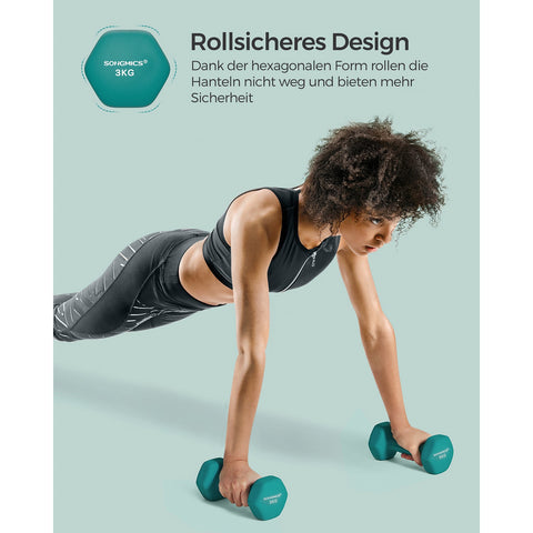 Rootz 2 Piece Set Dumbbells - Hand Weights - Cast Iron - Neoprene Coating - Strength Training - Compact Size - Ergonomic Handle - Dark Green - 20cm x 9cm x 11.5cm