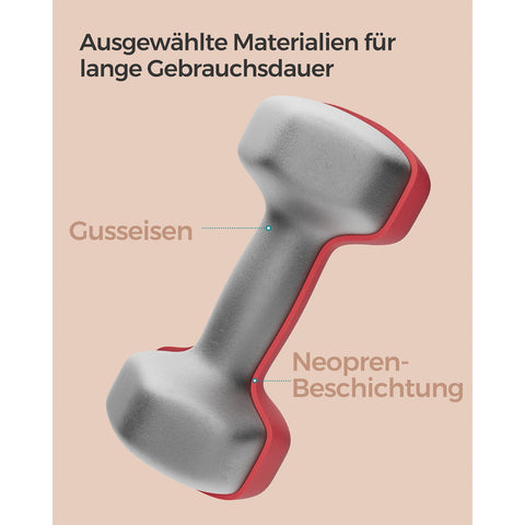 Rootz neopreen gecoate haltersset - rode gietijzeren gewichten - paar handgewichten - antisliphandgreep - compact formaat - 20,5 cm x 9,5 cm - 4 kg x 2 - thuisgymnastiekapparatuur
