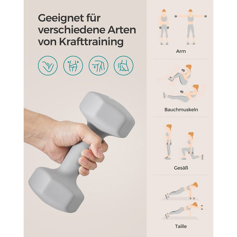 Rootz Neoprene Dumbbells Set - Gray - Cast Iron - 5kg Pair - Ergonomic Grip - 21cm x 10cm - 11.5cm x 4.1cm