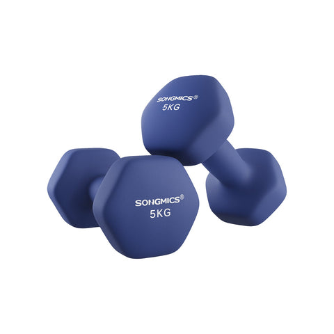 Rootz 2 Piece Set Dumbbells - Free Weights - Neoprene Coated - Enhance Strength Training - 21cm x 10.5cm - Navy Blue