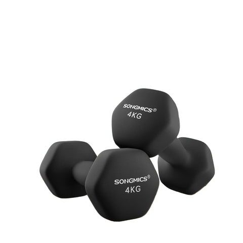 Rootz Dumbbell Set - Free Weights - Strength Training - Space-Saving Cast Iron - 20.5cm x 9.5cm x 9cm - Black