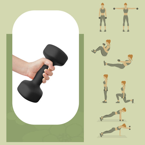 Rootz Dumbbell Set - Free Weights - Strength Training - Space-Saving Cast Iron - 20.5cm x 9.5cm x 9cm - Black