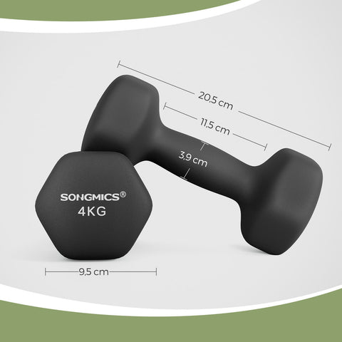 Rootz Dumbbell Set - Free Weights - Strength Training - Space-Saving Cast Iron - 20.5cm x 9.5cm x 9cm - Black