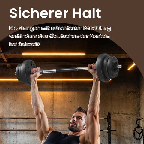 Rootz 2-in-1 Dumbbell Set - Barbell Kit - Adjustable Weights - Space-Saving Design - 2 x 10 kg - Ink Black