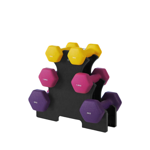 Rootz Hexagon Dumbbell Set - Strength Dumbbells - Neoprene Coated Weights - Muscle Strengthening - 13.5x6.5x6 to 16x8x7.5 cm