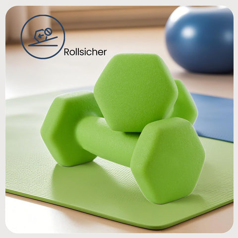 Rootz 3 Pair Dumbbell Set - Hand Weights - Exercise Weights - Muscle Strengthening - 1 kg: 13.5x6.5x6 cm, 2 kg: 16x8x7.5 cm, 3 kg: 20x9x8.5 cm