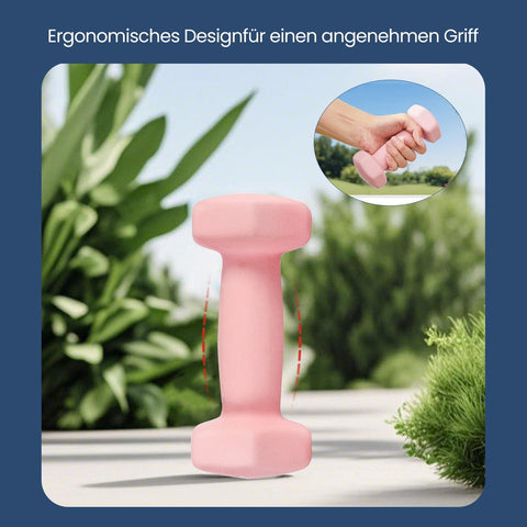 Rootz Dumbbell Set - 3 Pairs - Hand Weights - Neoprene Coated - Strengthen Muscles - 1kg/2kg/3kg - 13.5x6.5x6cm, 16x8x7.5cm, 20x9x8.5cm