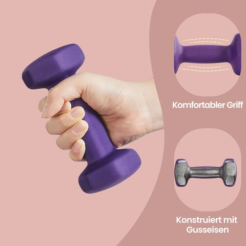 Rootz Dumbbell Set - Free Weights - Exercise Weights - Neoprene Coating - 13.5cm x 6.5cm - Perfect for Strength Training & Home Workouts