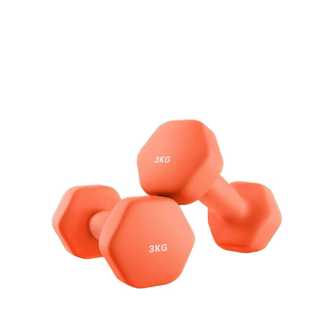 Rootz Dumbbell Set - Free Weights - Exercise Weights - Durable Neoprene Coating - 13.5cm x 6.5cm x 9cm - Orange - 2 x 1kg