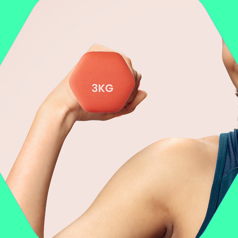 Rootz Dumbbell Set - Free Weights - Exercise Weights - Durable Neoprene Coating - 13.5cm x 6.5cm x 9cm - Orange - 2 x 1kg