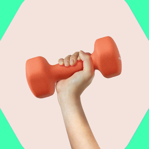 Rootz Dumbbell Set - Free Weights - Exercise Weights - Durable Neoprene Coating - 13.5cm x 6.5cm x 9cm - Orange - 2 x 1kg