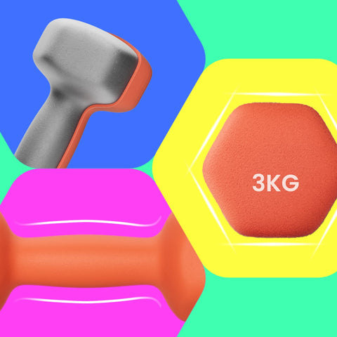 Rootz Dumbbell Set - Free Weights - Exercise Weights - Durable Neoprene Coating - 13.5cm x 6.5cm x 9cm - Orange - 2 x 1kg
