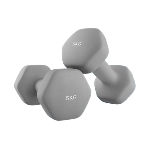 Rootz 2 Set Dumbbells - Weights - Exercise Equipment - Durable Neoprene Coating - 21cm x 10.5cm; Handle: 11.5cm x 4.1cm - 2 x 5 kg