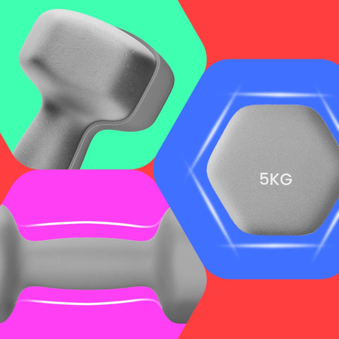 Rootz 2 Set Dumbbells - Weights - Exercise Equipment - Durable Neoprene Coating - 21cm x 10.5cm; Handle: 11.5cm x 4.1cm - 2 x 5 kg