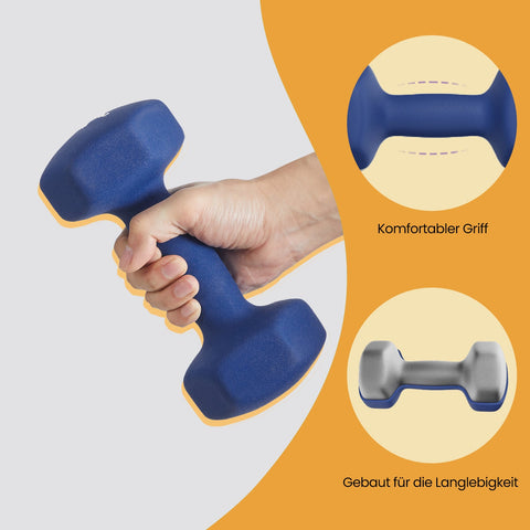 Rootz Dumbbells Set - Free Weights - Strength Training Weights - Durable Neoprene Coating - 21cm x 10.5cm