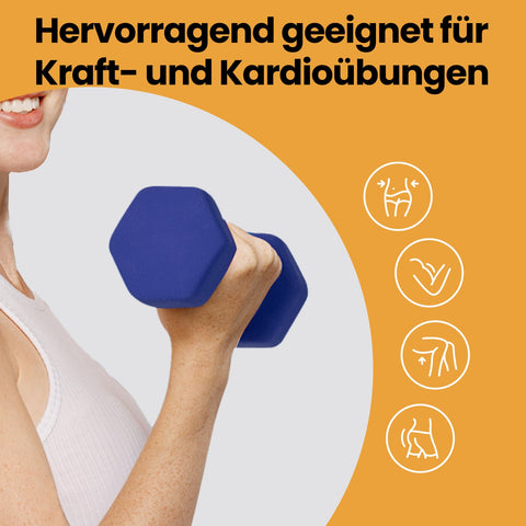 Rootz Dumbbells Set - Free Weights - Strength Training Weights - Durable Neoprene Coating - 21cm x 10.5cm