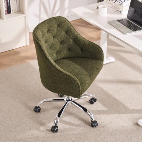 Rootz Teddy Velvet Office Chair - Swivel Chair - Ergonomic Seat - Ultimate Comfort - 56.48cm x 52.98cm x 90.5cm - Adjustable Height