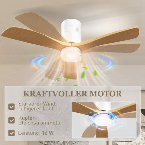 Rootz Ceiling Fan with LED Light - Air Circulator - Cool Breeze - Remote Controlled - 6 Speeds - Ø117 x 29cm
