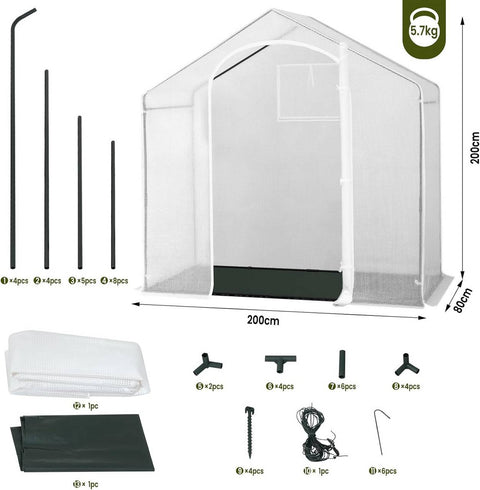 Rootz Premium Greenhouse - Garden Enclosure - Plant House - UV Protection - Frost Resistant - Pest Control - 200cm x 80cm x 200cm