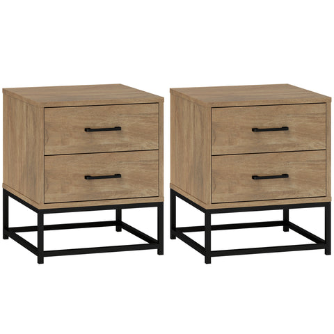Rootz Industrial 2 Piece Bedside Tables - Night Stands - Bedroom Decor - Ample Storage - 40x39.5x48cm