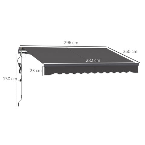 Rootz Klemmmarkise Awning - Retractable Canopy - Sun Shade - UV Protection - 296cm x 250cm - Durable Aluminum & Polyester Fabric
