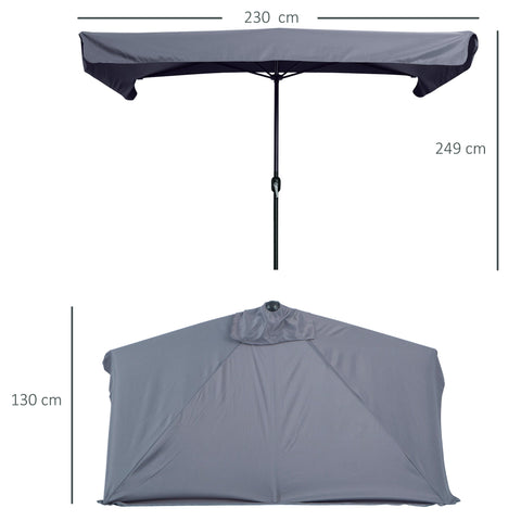 Rootz Half Parasol - Balcony Sunshield - UV Protection Umbrella - Easy Crank - 2.3m x 1.3m x 2.49m