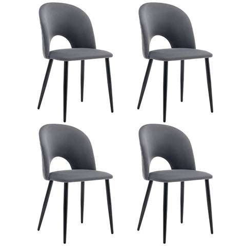 Rootz Gray Velvet Dining Chair - Elegant Seating - Sturdy Dining Chair - Comfort & Durability - 47L x 44W x 84H cm