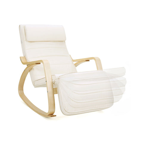 Rootz Rocking Chair - Birch Wood Chair - Foam Cushioned Seat - Cotton Upholstery - 67cm x 115cm x 91cm - Maximum Load Capacity 150kg